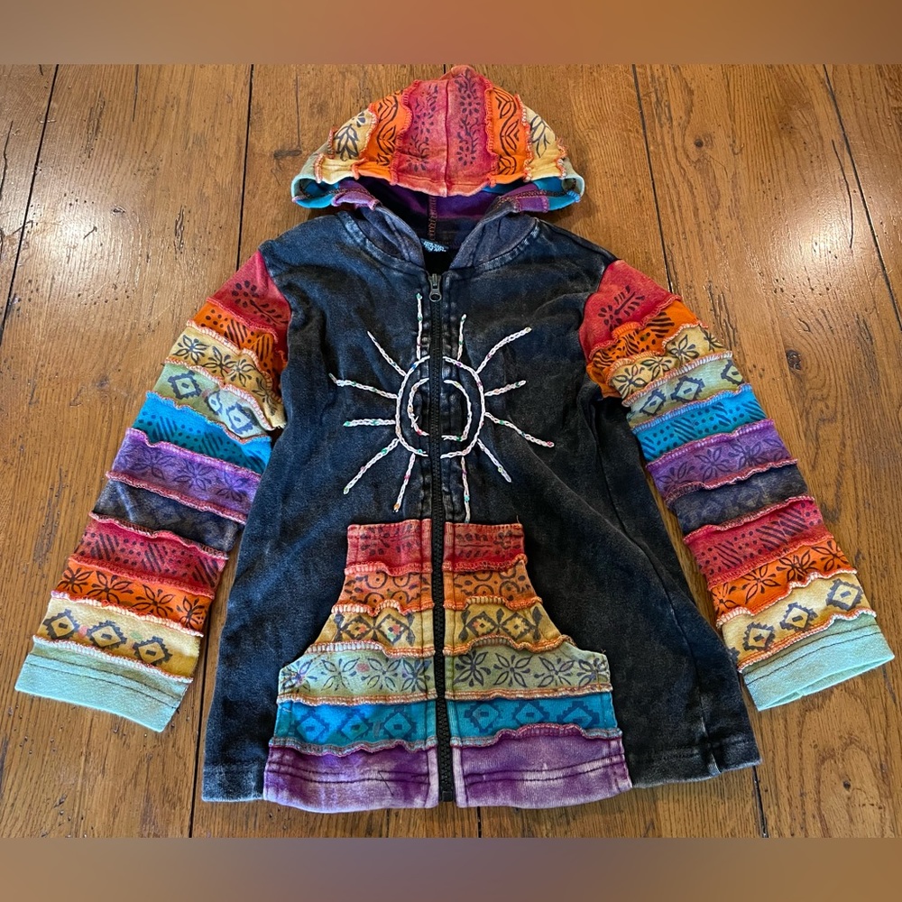 Rising International youth boho zip up hoodie size 8